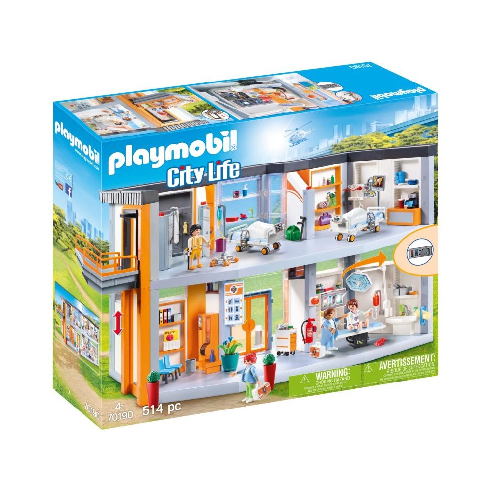 playmobil 70190 city life large furnished hospital with lift