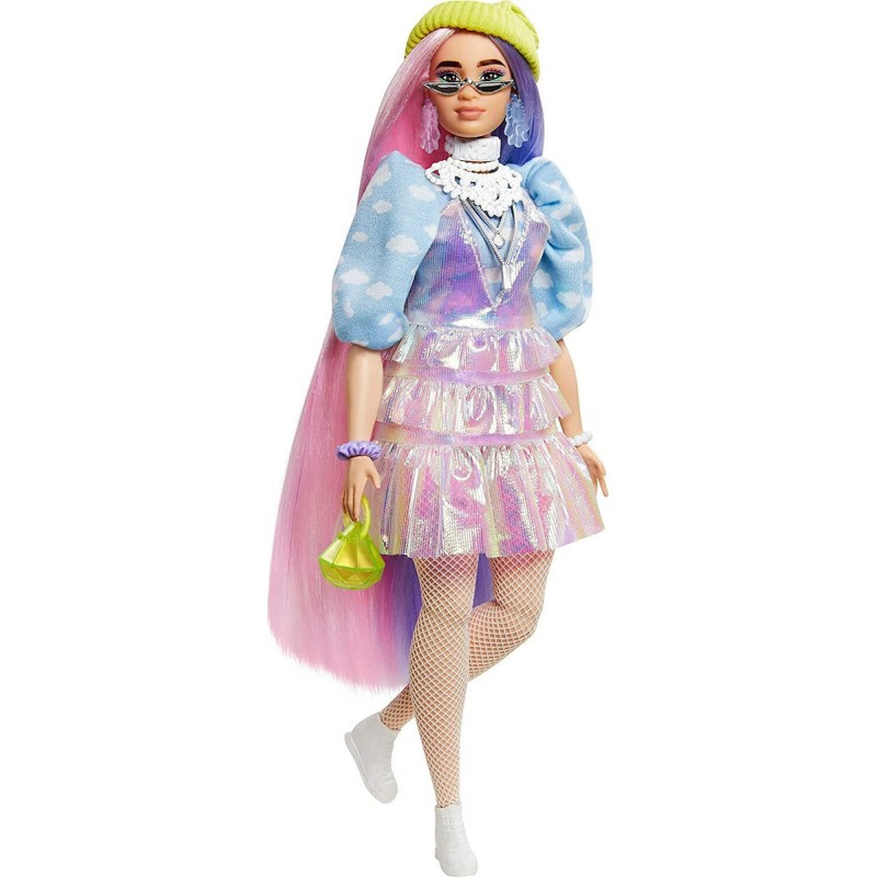 Mattel Barbie Extra: Curvy Doll with Shimmer Look and Pet Puppy