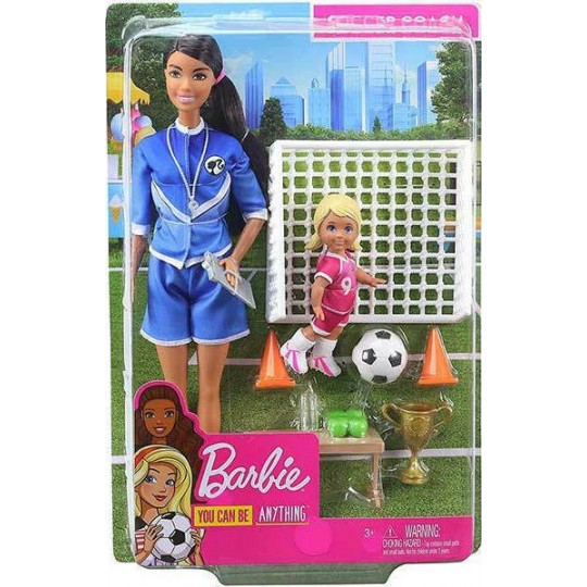 Mattel Barbie You Can Be Anything - Soccer Coach Brunette Doll and Playset