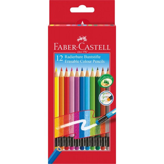 FABER-CASTELL 12 Erasable Colour Pencils