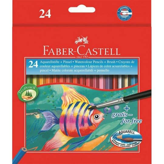 FABER-CASTELL 24 Watercolour Pencils + Brush