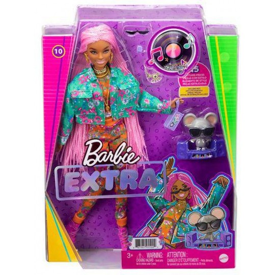 Mattel Barbie Extra: Pink Braids Hair Dark Skin Doll
