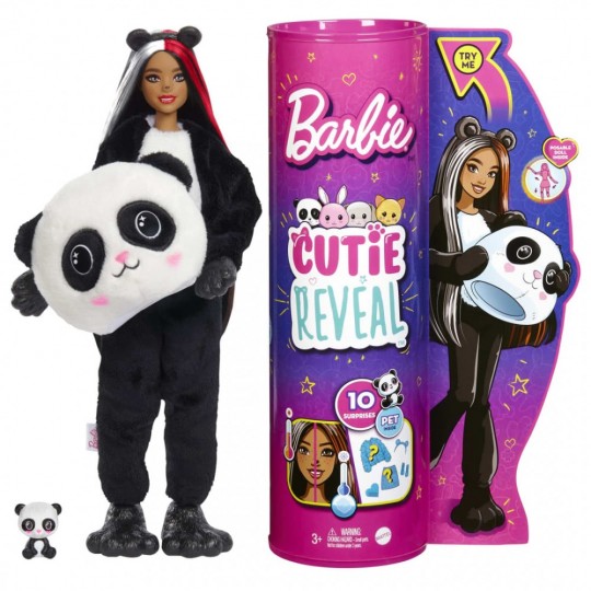 Barbie Doll Cutie Reveal Panda Plush Costume Doll with Pet
