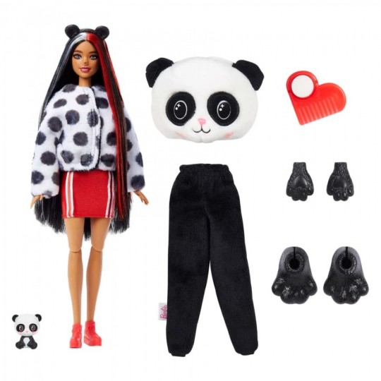 Barbie Doll Cutie Reveal Panda Plush Costume Doll with Pet