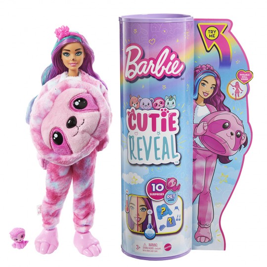 Barbie Doll Cutie Reveal Sloth Plush Costume Doll with Pet