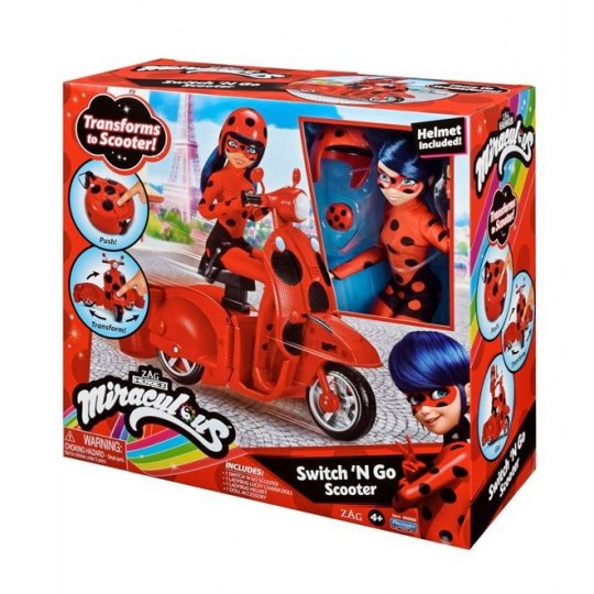 Miraculous Switch &#039;N Go Scooter with Doll Ladybag