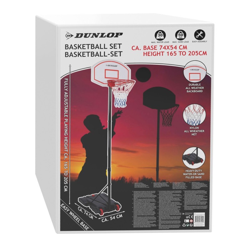 Dunlop Basketball Hoop with Stand, 165-205cm